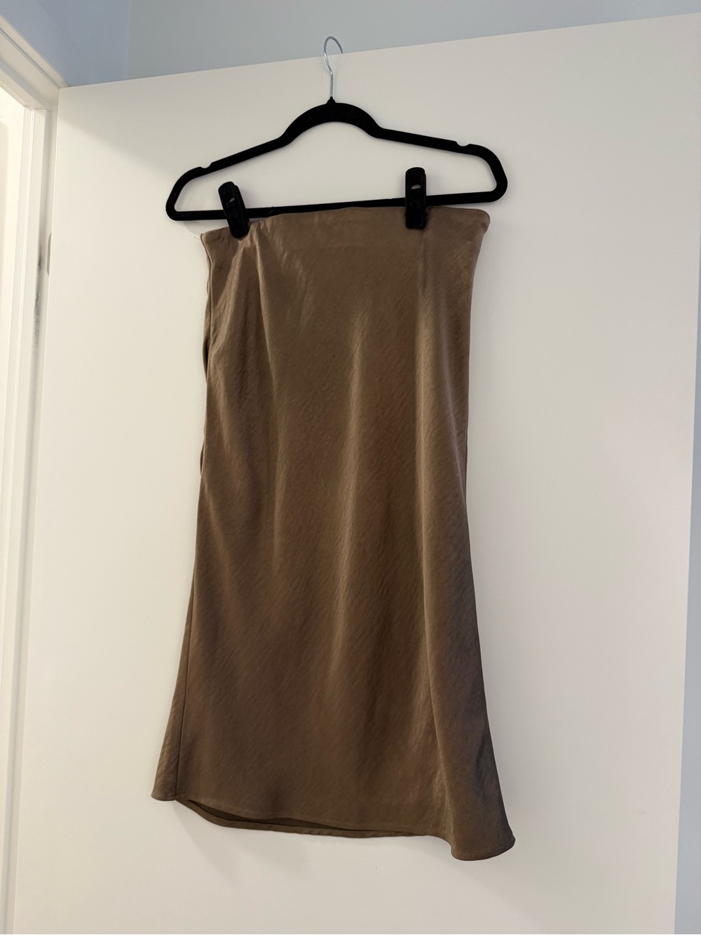 Heartloom Taupe Satin Midi Skirt